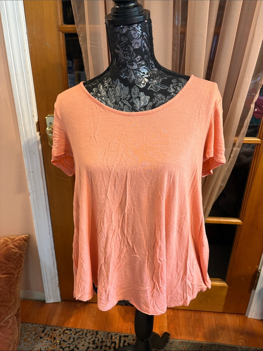 LAST CALL!! Joe Boxer Women's Scoop Neck Short Sleeve Top - Peach, XL